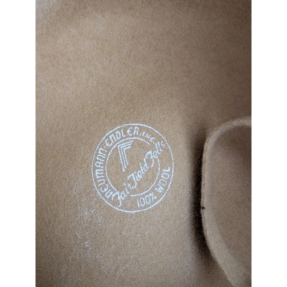 VTG Neuman Fairfield Felts Brimmed Hat Chin Tie Tan 100% Wool Prop Costume *READ